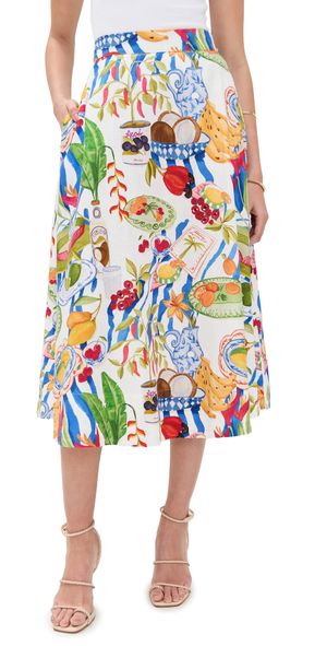 FARM Rio Fresh Table Off-White Midi Skirt Fresh Table Off White XXS