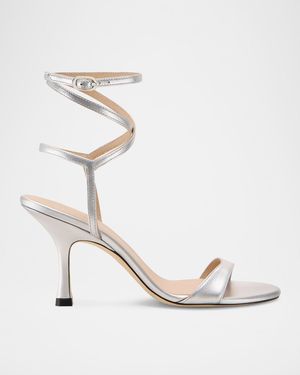 Nudist Metallic Ankle-Wrap Sandals