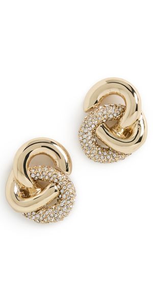 BaubleBar Knotted Stud Earrings Clear/Gold One Size