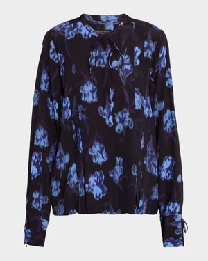 Arden Floral-Printed Pleated Blouse