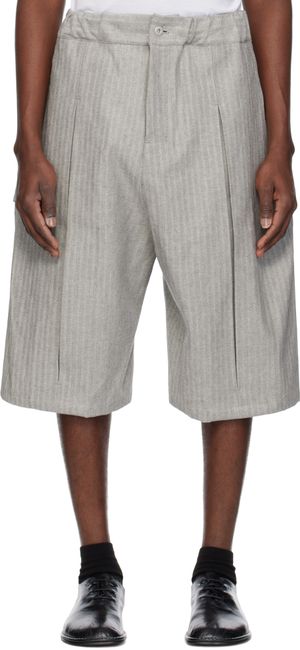 SAGE NATION Gray Box Pleat Denim Shorts