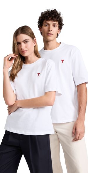 AMI Red AMI De Coeur Unisex T-Shirt White S