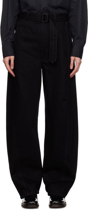 LEMAIRE Black Twisted Belted Jeans
