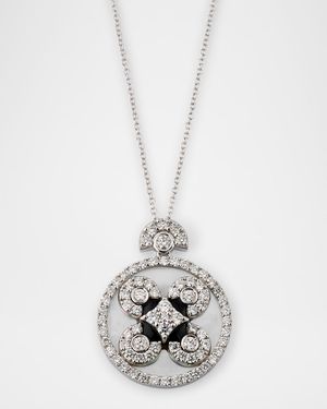 Baia Sommersa Necklace in 18K White Gold with White Diamonds, Onyx and Mother Of Pearl