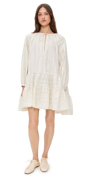 Marques'Almeida Beige Textured Loose Fit Tier Gathered Dress Beige 8