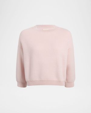 Sabina Cashmere 3/4-Sleeve Crewneck Sweater