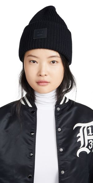 Acne Studios Large Face Logo Beanie Black One Size