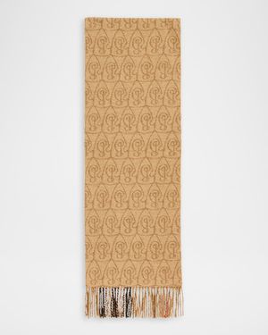 Men's Reversible B Charm and Giant Check Wool Scarf