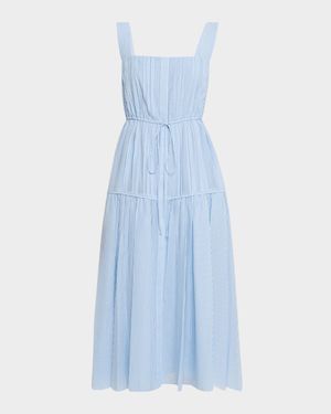 Reina Striped Cotton-Silk Midi Dress