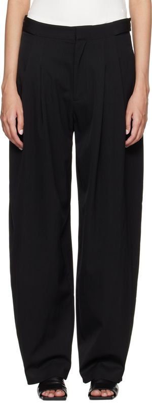 St. Agni Pantalon noir à pattes boutonnées réglables