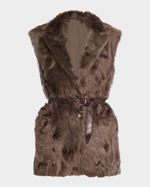 Capretta Lamb Shearling Belted Vest