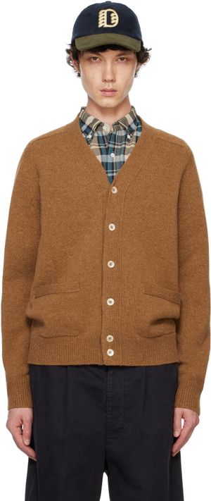 Drake's Brown Lambswool 6 Button Cardigan