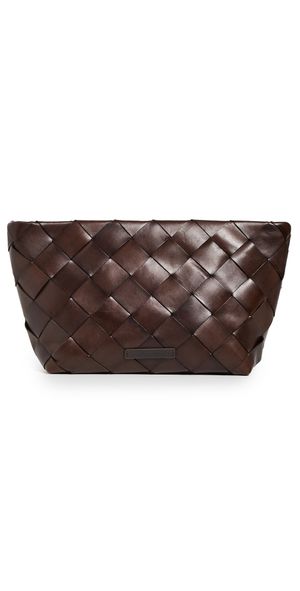 Loeffler Randall Wide Square Woven Clutch Chocolate One Size