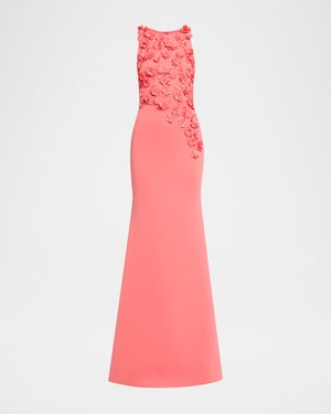 3D Floral Scuba Gown