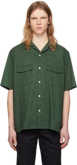 Pilgrim Surf + Supply Green Sam Paisley Short Sleeve Shirt