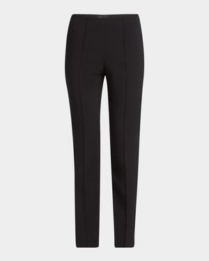 Pintuck Slim-Leg Cady Trousers
