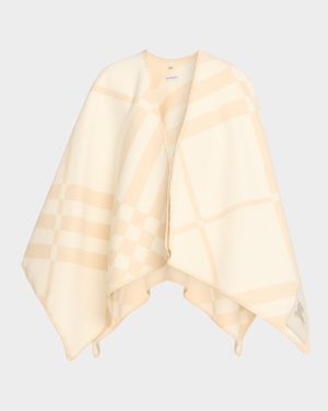 Check Wool Cashmere Cape