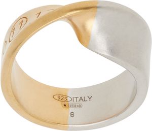 Maison Margiela Gold & Silver Twisted Numerical Logo Ring