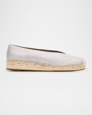 Petals Metallic Leather Wedge Espadrilles