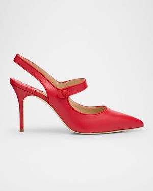 Camparisli Leather Mary Jane Slingback Pumps
