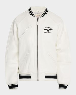 Men's Stadium Embroidered Leather Varsity Jacket