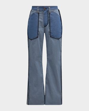 x MFVLA1 Men's Striped Inside-Out Jeans