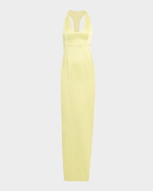 Constance Racerback Satin Halter Gown