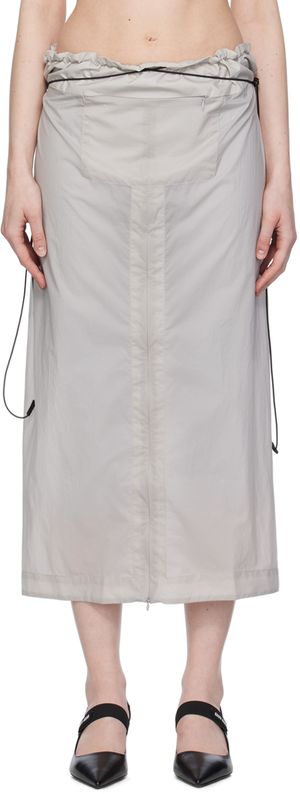 JOHANNA PARV Gray Vent Midi Skirt
