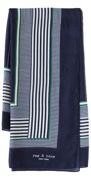 rag & bone Pin Stripe Scarf Navy One Size