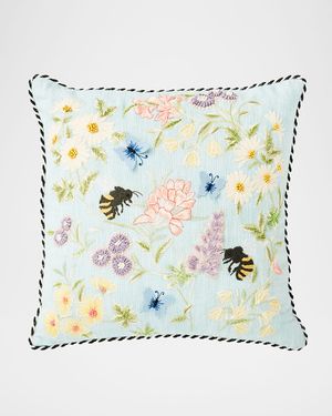 Floral and Bee Throw Pillow