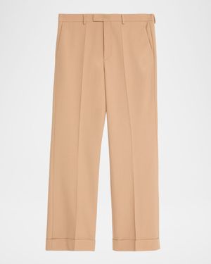 Men's Cuffed Wool Straight-Leg Trousers
