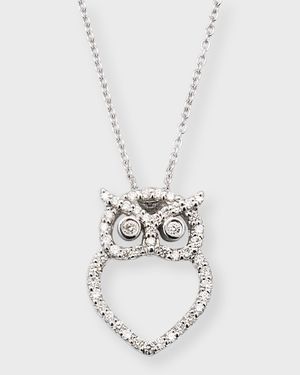 18k White Gold Diamond Owl Necklace