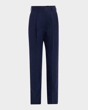Savannah Fox Pleated Straight-Leg Pants