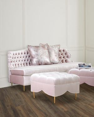 Valentina Sofa, 83" and Two Tufted Ottomans