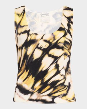 Butterfly Printed Scoop-Neck Knit Tank Top