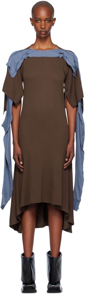 Kiko Kostadinov Robe midi Circe brun et bleu