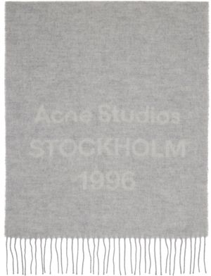 Acne Studios Gray Logo Jacquard Scarf