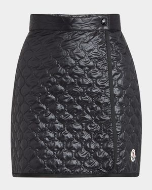 Geometric-Quilted Padded Mini Skirt