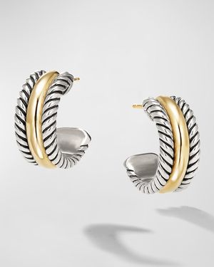 Cable Collectibles Huggie Earrings in Silver with 14K Gold, 15.6mm, 0.3"L