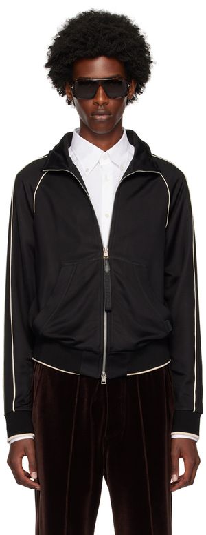 TOM FORD Black Piping Zip Sweatshirt