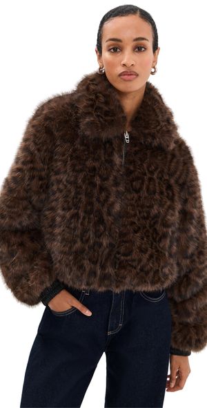 BLANKNYC Midnight Run Faux Fur Jacket Dark Brown S