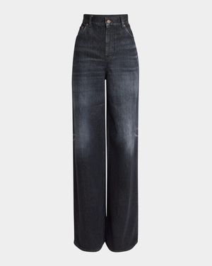 High-Rise Wide-Leg Palazzo Jeans