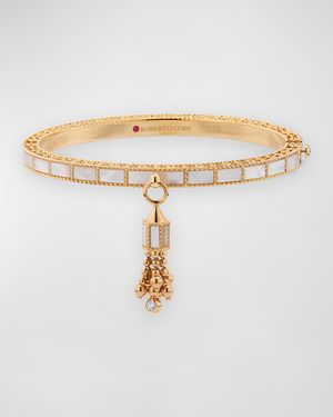 18K Rose Gold Mother of Pearl Art Deco Mosaic Bangle, 48x58mm