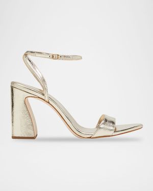 Malia Metallic Leather Block-Heel Sandals