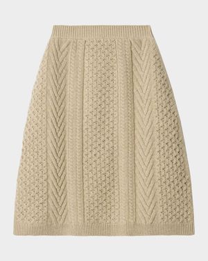 Eileen Wool-Cashmere Aran Knit Skirt