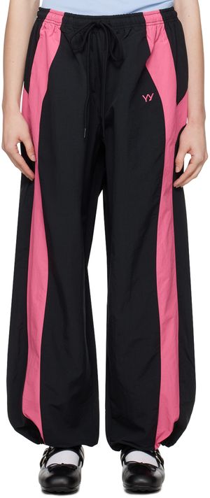 OPEN YY Pantalon de détente contrasté noir