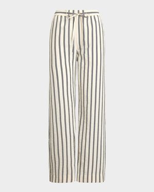Striped Silk-Blend Wide-Leg Pant