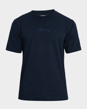 Men's Check Cursive Logo Cotton T-Shirt
