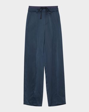 Mid-Rise Double Waistband Pants