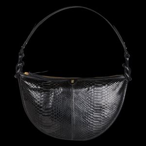 Claris Virot - Sac demi-lune en cuir python - Taille Unique - Noir
